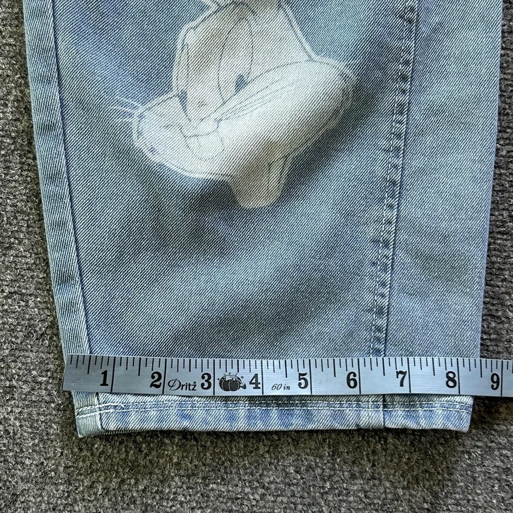 Justice Jeans Girls 16 Blue Barrel Wide Leg Looney Tunes Bugs Bunny Cargo Denim